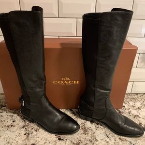 Coach Liza Riding Boots Black Leather Size 7.5